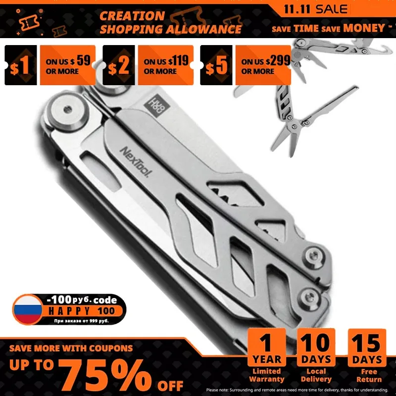 

Xiaomi huohou Multi-function Folding Knife Pocket 15 Functions Folding Knife Bottle Opener Screwdriver /Pliers Outdoor# in Stock