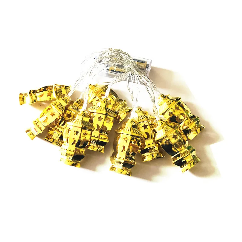 Огни Рамадана Золотое металлическое освещение светодиодная гирлянда с питанием