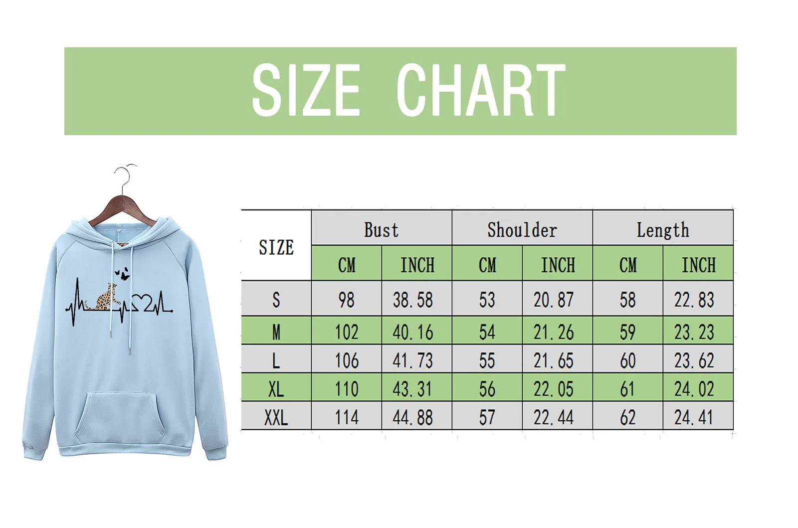 

Harajuku Women's Sweatshirts Casual Electrocardiogram Heart Print Sweatshirt Loose Long Sleeved Pocket Pullover Hoodies Tops