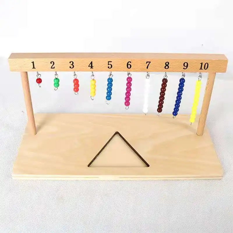 

Обучающие математические игрушки Монтессори, цифровые цифры 1, 20, вешалка и цветные бусины, лестницы для десяти дошкольных обучающих игруше...