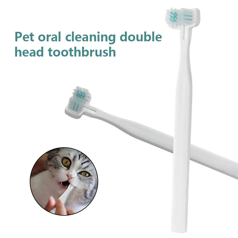 

Собака Зубная щётка Двойные головки зубы очиститель со щеткой ПЭТ освежитель дыхания Уход за полостью рта для собак кошек ALI88