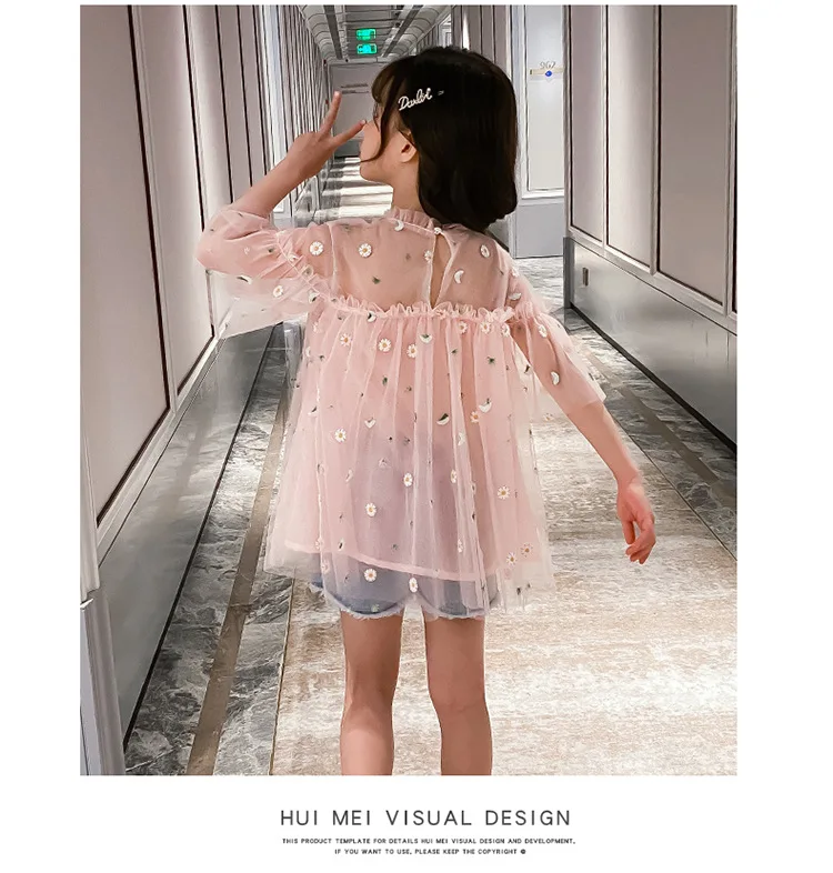 2020 летнее платье для детей и подростков Платье девочек Одежда из сетчатой ткани с