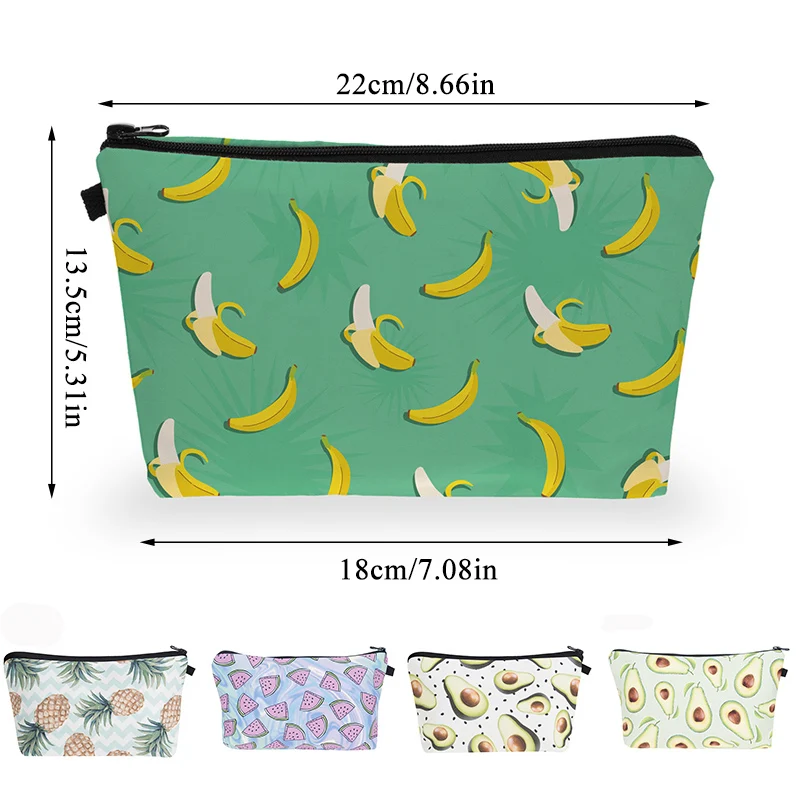 Мультяшный арбуз авокадо принт с фруктами косметичка переносной дорожный