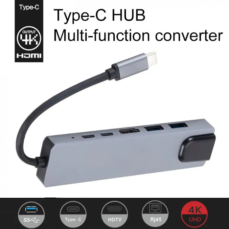 6 в 1 USB 3 TypeC to HUB HDMI 60 Гц + 0x2 PD зарядка USBC RJ45 подходит для MacBook|USB-хабы| |