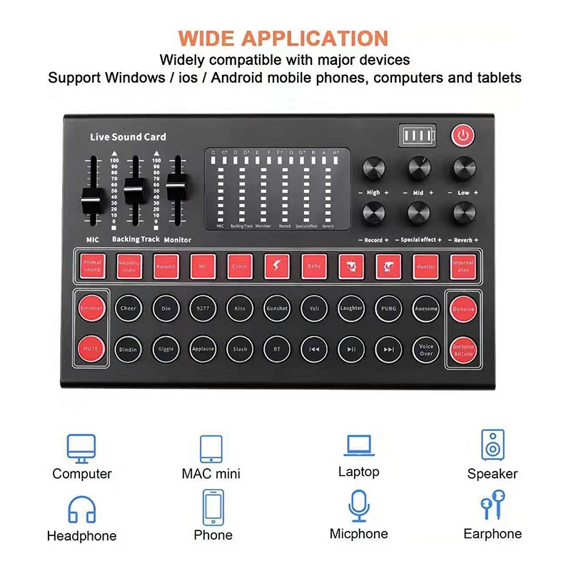 

M9 sound card English version live broadcast equipment with colorful lights, compatible with multi-platform live broadcast