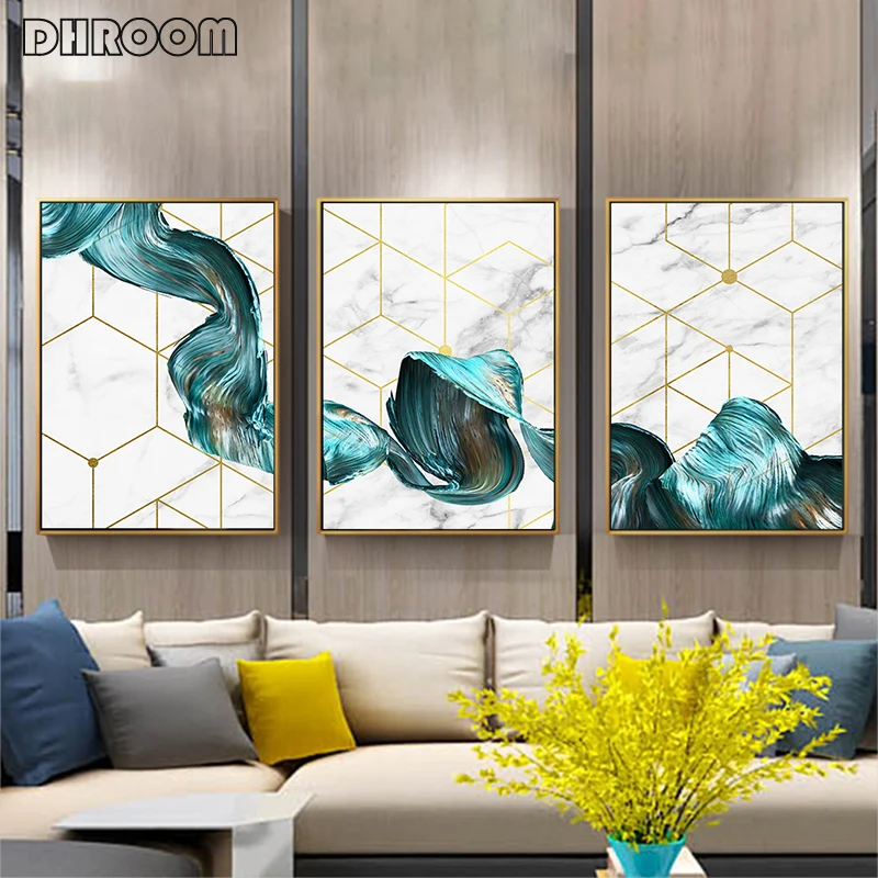 Волны холст принты Скандинавская Геометрическая Настенная картина абстрактная