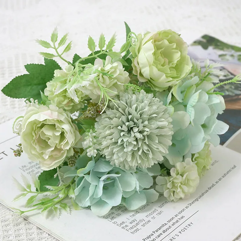 

1Bundle Peony Bouquet Home Decoration Accessories Wedding Party Scrapbook Fake Plants DIY Pompons Artificial Roses Flowers