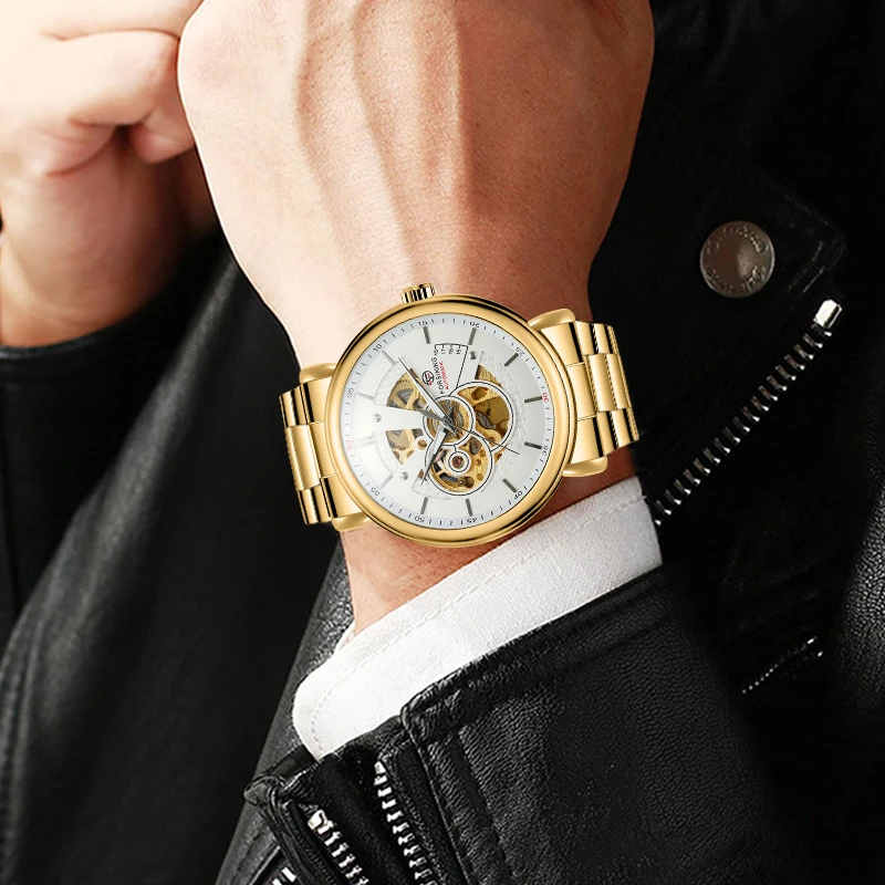 

FORSINIING Brand Luxury Men's Watches Transparent Skeleton Dial Gold Automatic Fashion Men Watch Luminous Clock erkek kol saati