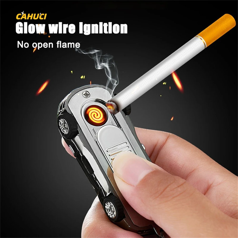 

Креативная автомобильная электрическая зажигалка, USB перезаряжаемая плазменная Зажигалка для сигарет, уличная с брелоком, аксессуары для с...