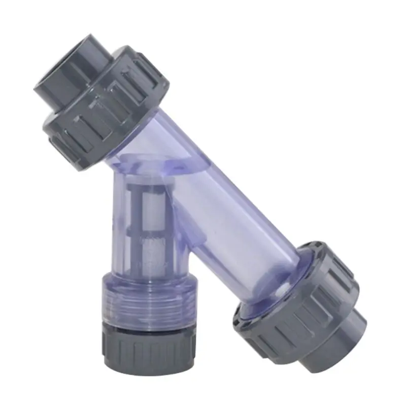 

Transparent PVC Y-shaped filter fish tank PVC pipe connector irrigation filter garden water pipe connector 20-50mm
