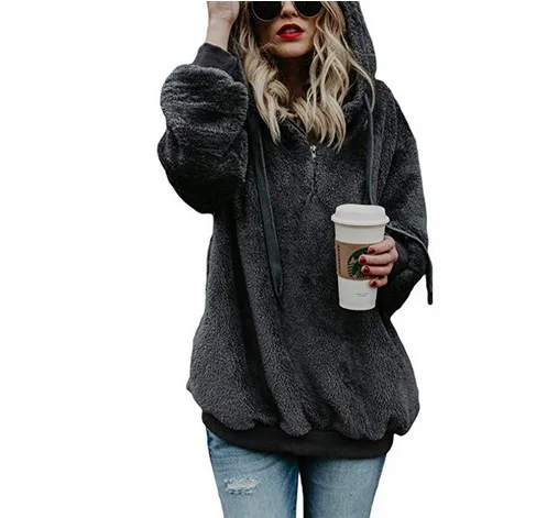 169 dark gray Женские толстовки, большие размеры, одноцветная Толстовка с длинным рукавом, Harajuku, больше размера d, флисовое свободное плюшевое пальто, женская толстовка с капюшоном - Цвет: 169 dark gray