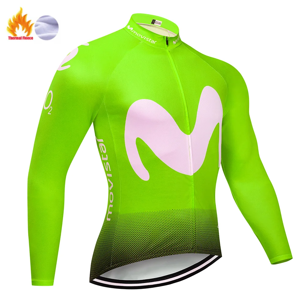 Winter Jersey Флуоресцентный Movistar зимний термальный флисовый велосипедный комплект велосипедная Одежда MTB велосипедная одежда Велоспорт Джерси Набор Майо Ropa Ciclismo - Цвет: Winter Jersey