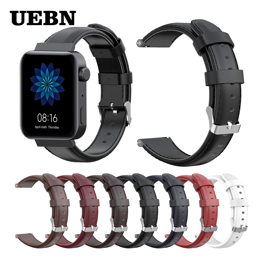 Ремешок UEBN кожаный для смарт часов Xiaomi сменный Браслет наручных Miwatch