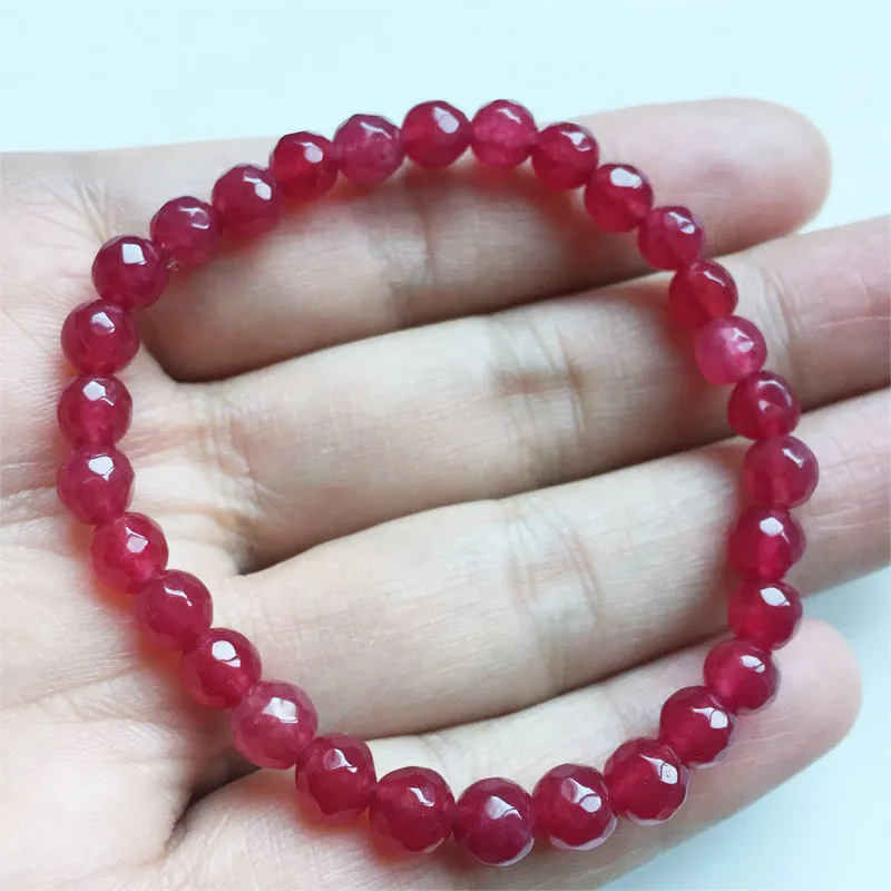 6 мм граненый Сапфир Изумрудный Рубин нефритовый браслет винтажные ювелирные