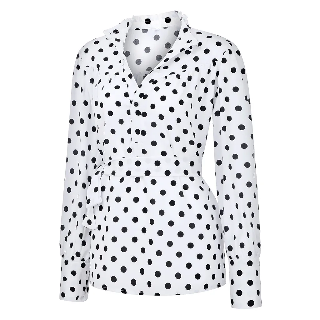 Женские повседневные топы с длинными рукавами оборками и поясом бесплатная