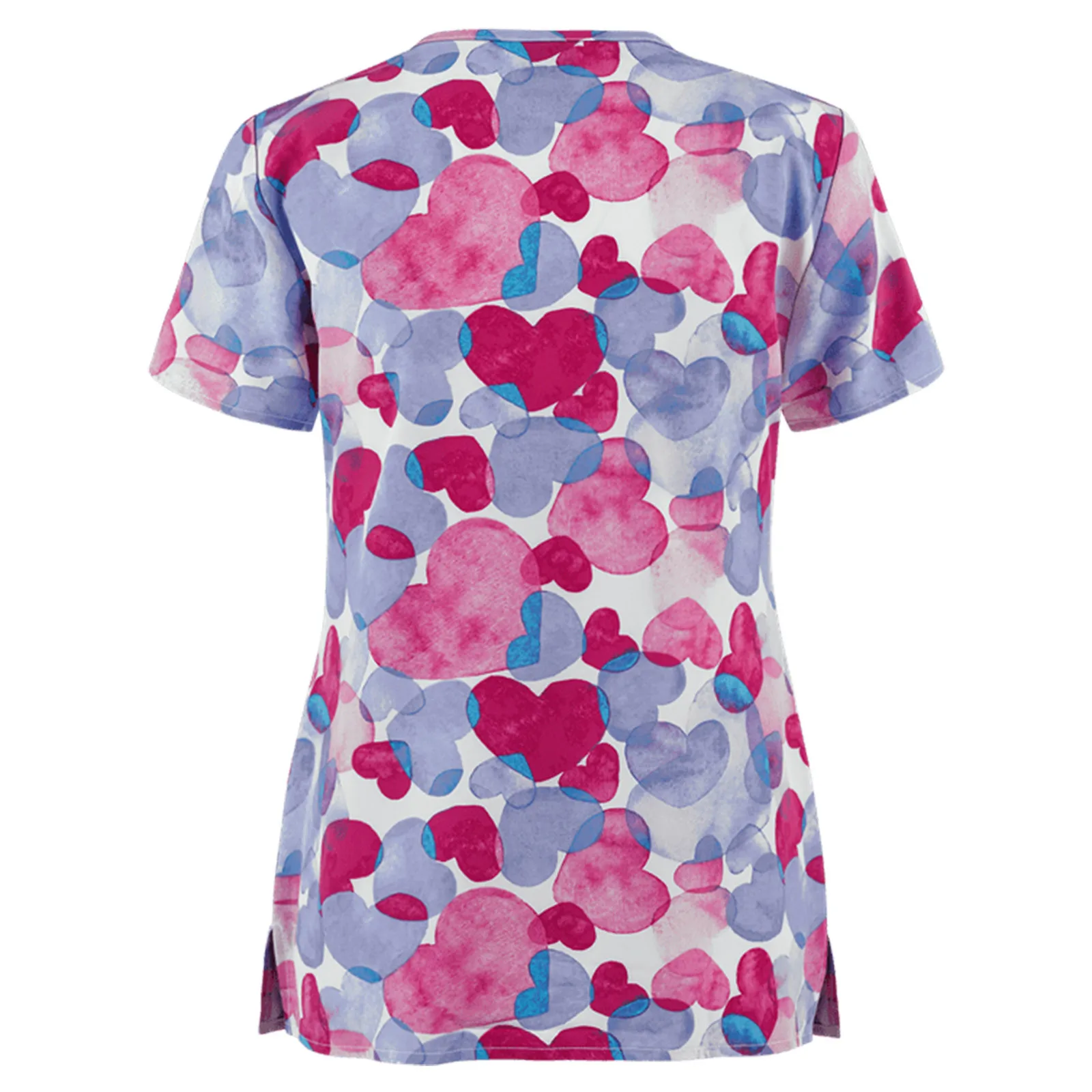 

Women's Love Printed Nurse Clothes Short Sleeve Printed V-neck Nursing Tops Valentine's Day Nurse Clothes D*