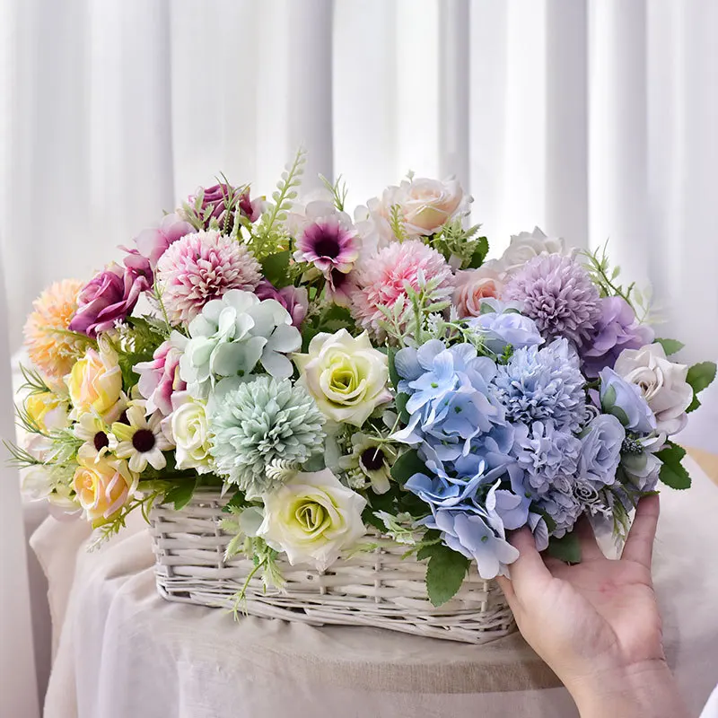 

Bouquet Hydrangea Artificial Silk Flower Bridal Bouquet Artificial Flowers Wedding Home Decoration Artificial Flowers