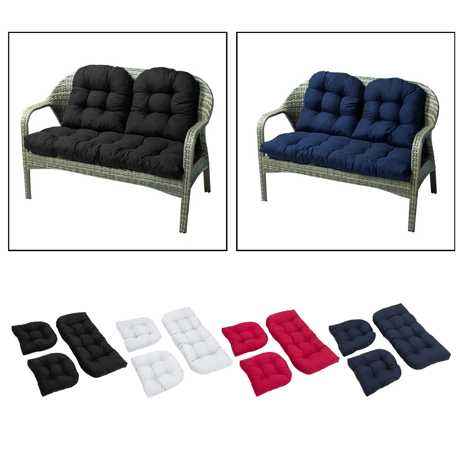 3Pcs Bench Seat Cushion Cotton Garden Furniture Loveseat Cushions Patio Lounger Chairs Back Pad | Дом и сад