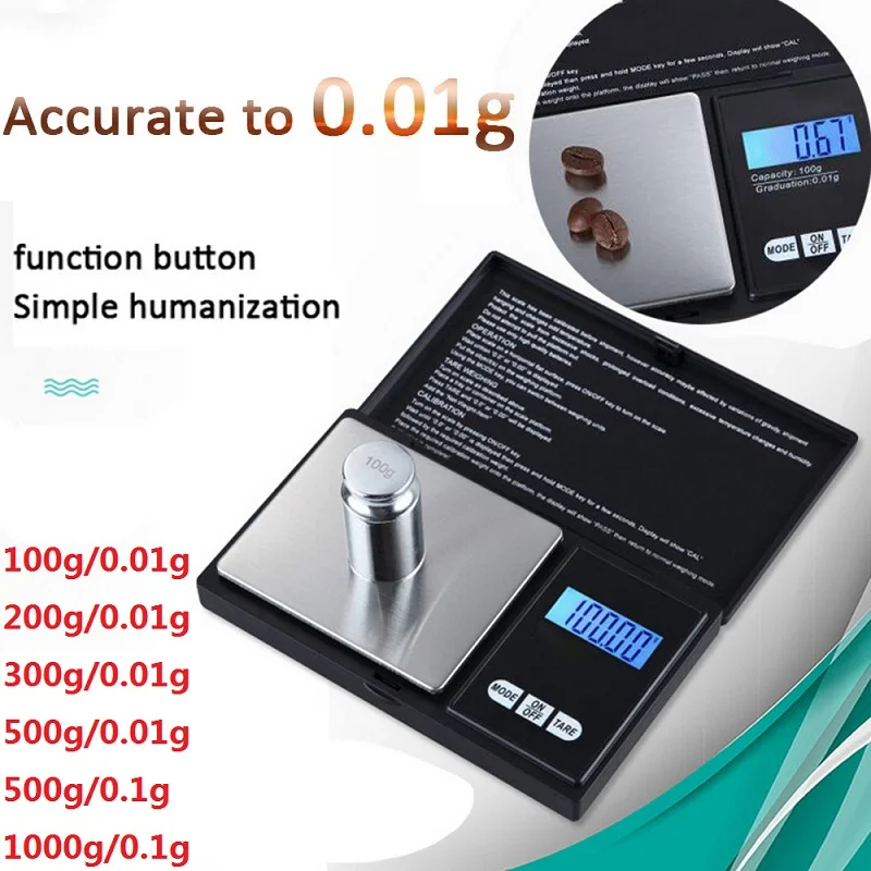 Портативные цифровые лабораторные весы 0 01 500 г 1 кг 3 электронные точные