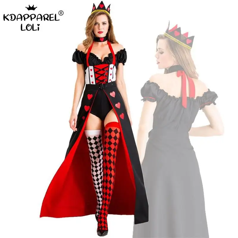 Костюм для взрослых на Хэллоуин красное сердце платье принцессы королевы