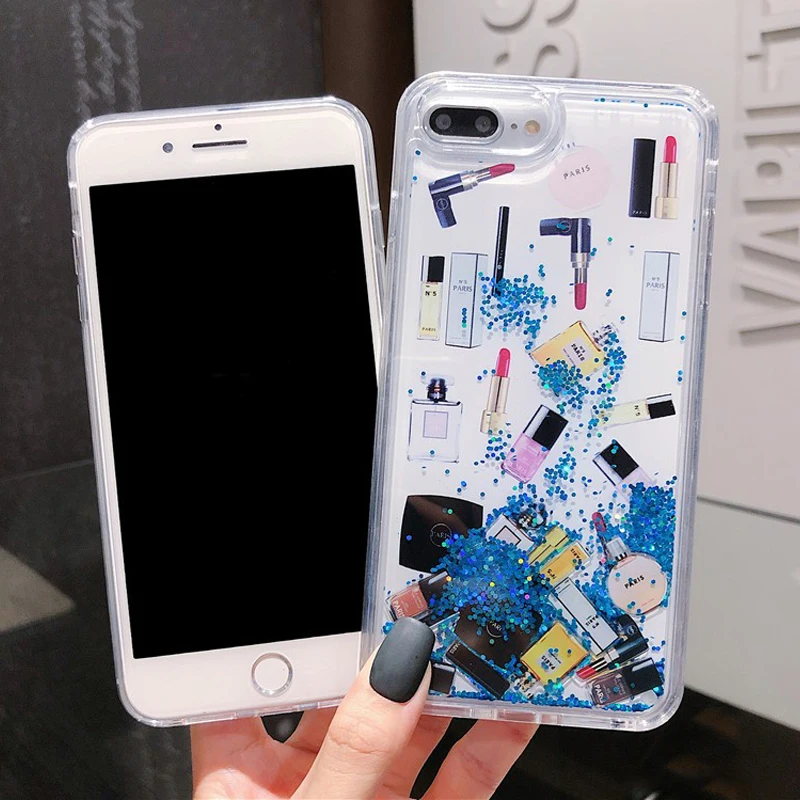 Модный косметический зыбучий песок чехол для телефона iPhone 11 Pro 6 7 8 XS Max Блестящий