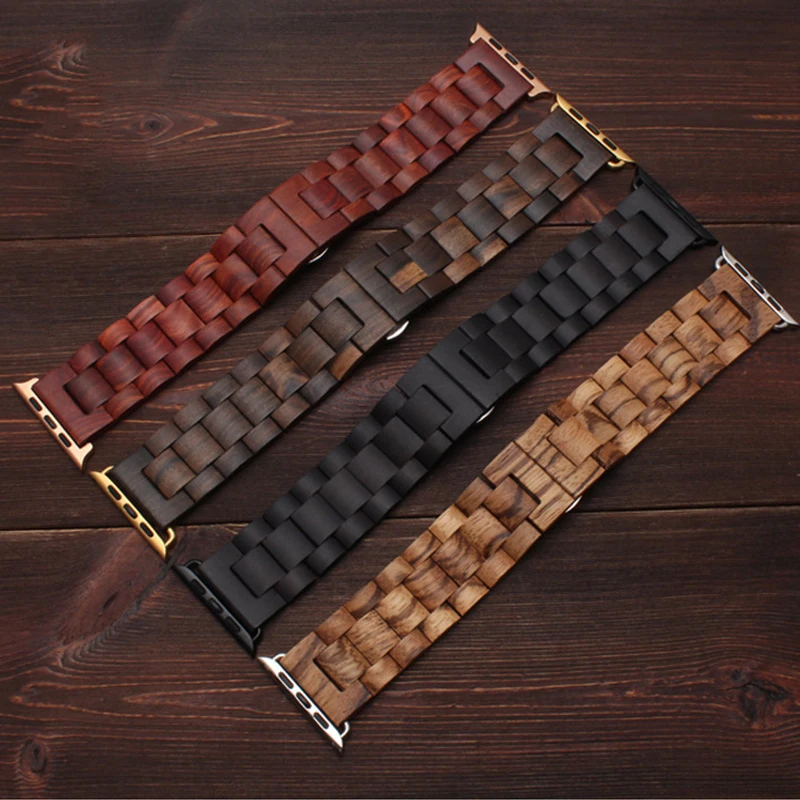 

Wooden strap for Apple watch 5 band 44mm 40mm Metal Butterfly clasp bracelet Apple watch series 5 4 3 2 1 iWatch band 42mm 38mm