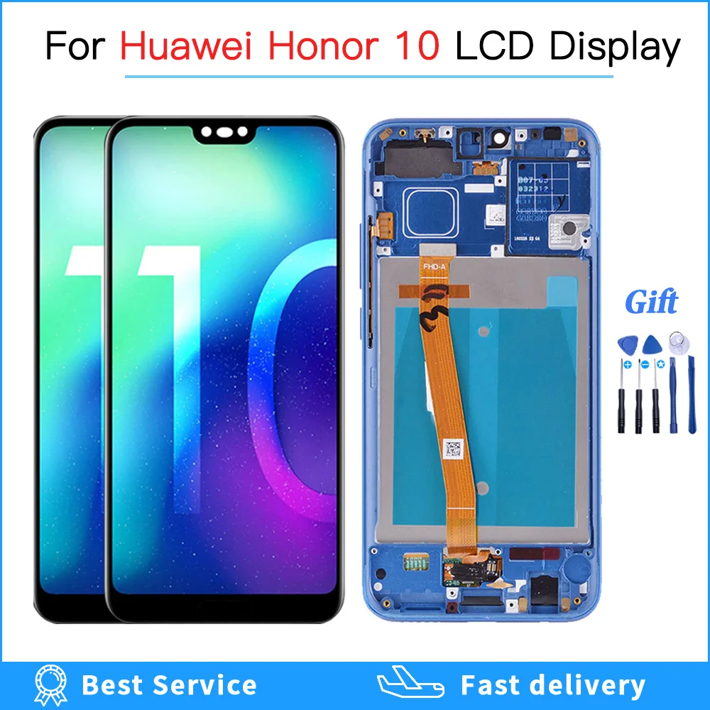 

100% tested 5.84'' LCD For Huawei Honor 10 LCD COL-L29 COL-AL10 Display Touch Screen With Frame Digitizer Assembly +Fingerprint