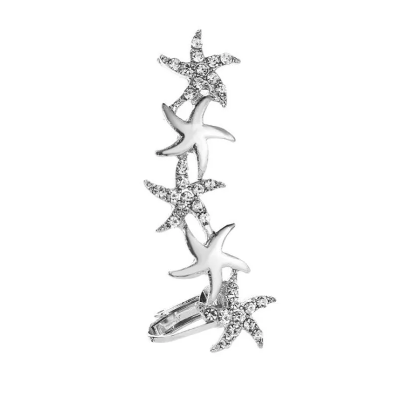 007 silver DIEZI цельные корейские Роскошные серьги-каффы для женщин и девушек, модные серьги-клипсы с кристаллами серьги-Каффы - Окраска металла: 007 silver