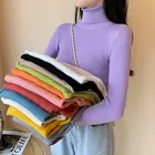 Пуловер женский, с высоким воротником, однотонный, Осень-зима, 2021