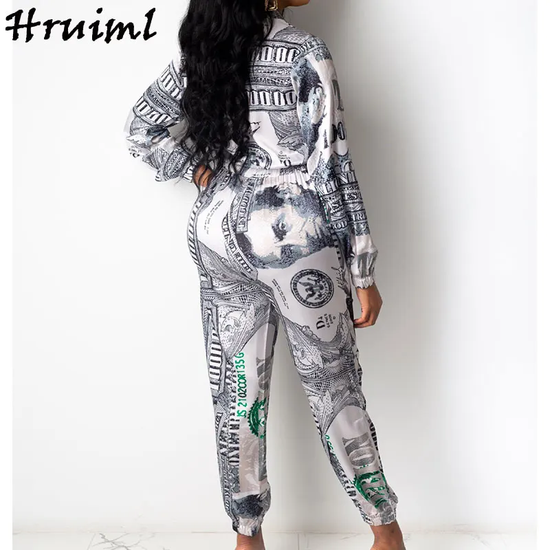 

Jumpsuit Women Overalls One Piece Outfit Long Sleeve High Waist Rompers Casual Print Bodysuits Autumn Fashion Plus Size 2020