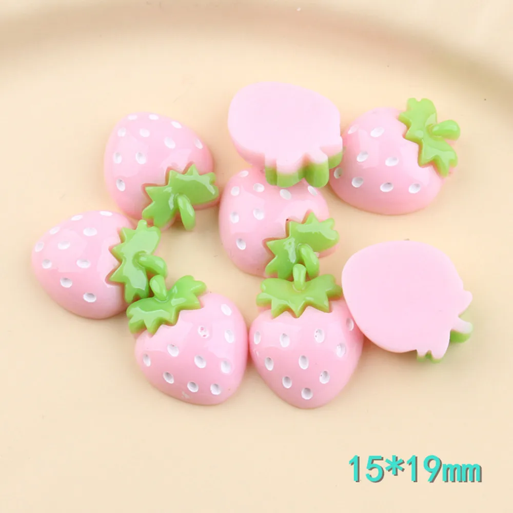 

Resin Flat Back Cabochon pink Strawberry Embellishments 20pcs Flatback Charms DIY Scrapbooking Accessories Hair Clip Decorations