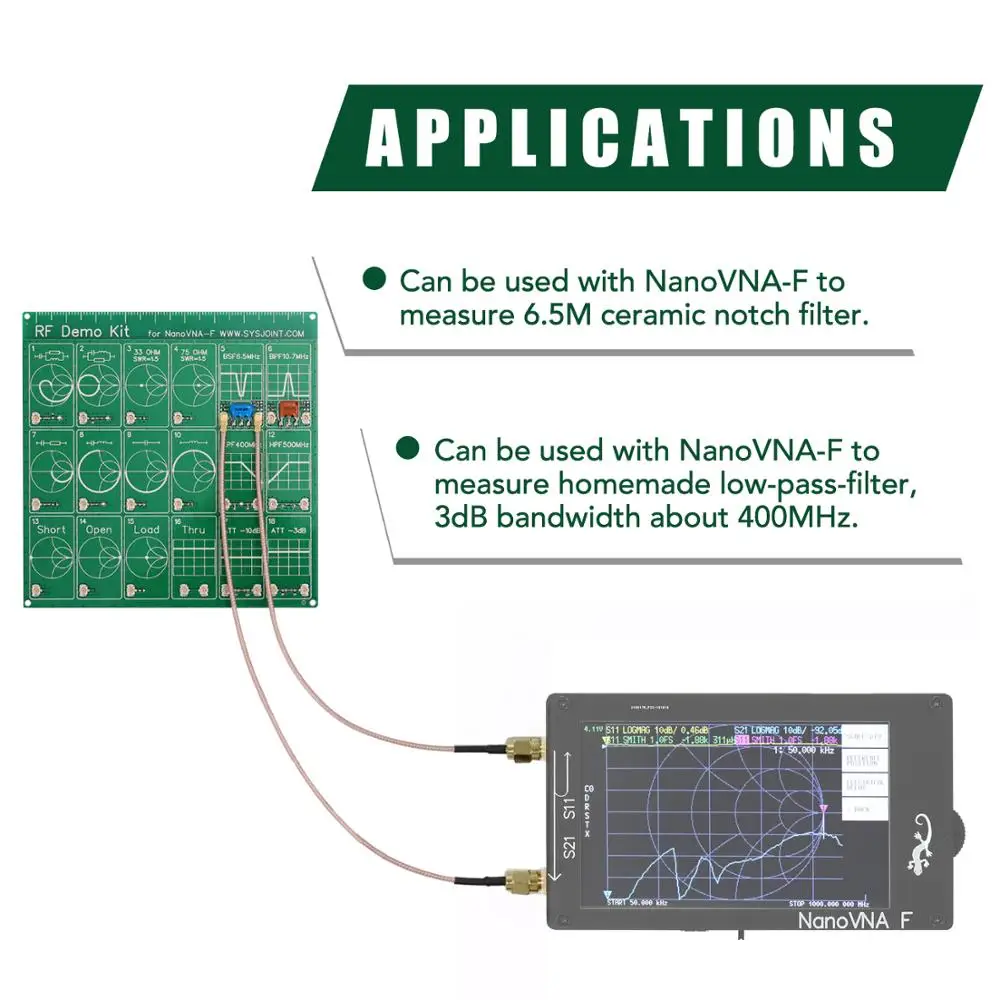 

RF Demo Kit For NanoVNA VNA RF Test Board Vector Network Test Filter / Attenuator For NanoVNA-F Vector Network Analyzer