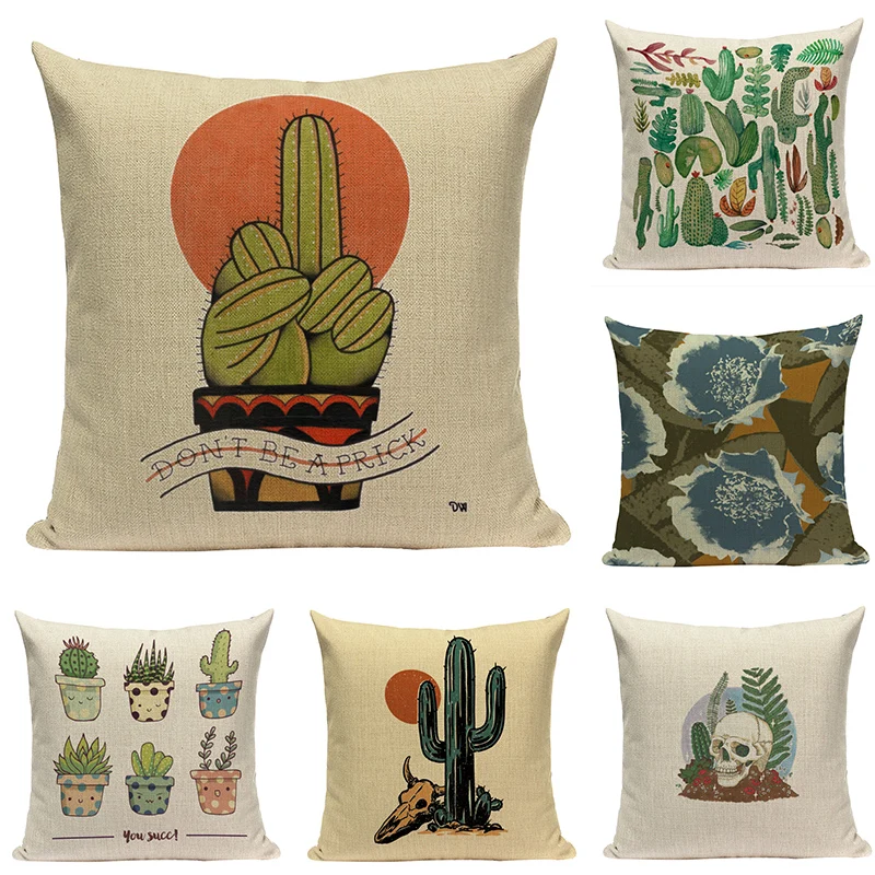 

Colorful Cactus Cushion Cover Tropical Plant Printed Pillow Cover for Home Car Sofa Decorative Pillow Cases Decorativos Cojines