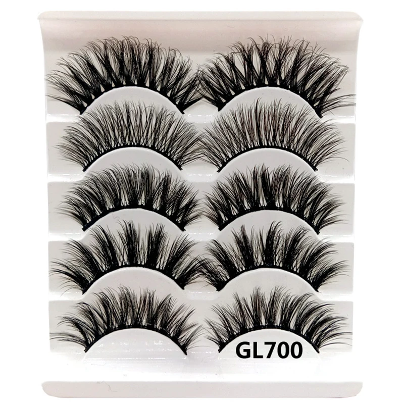 

5 Pairs 3D Chemical Fiber Make Up False Eyelashes Natural Thick Nude Makeup Imitation Mink Eyelashes Women Makeup Support GL700#