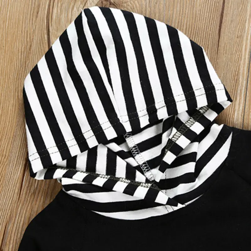 

Newborn Infant Baby Outfit Boy Girl Kids Hooded Pullover Top Plaid Pants Clothes