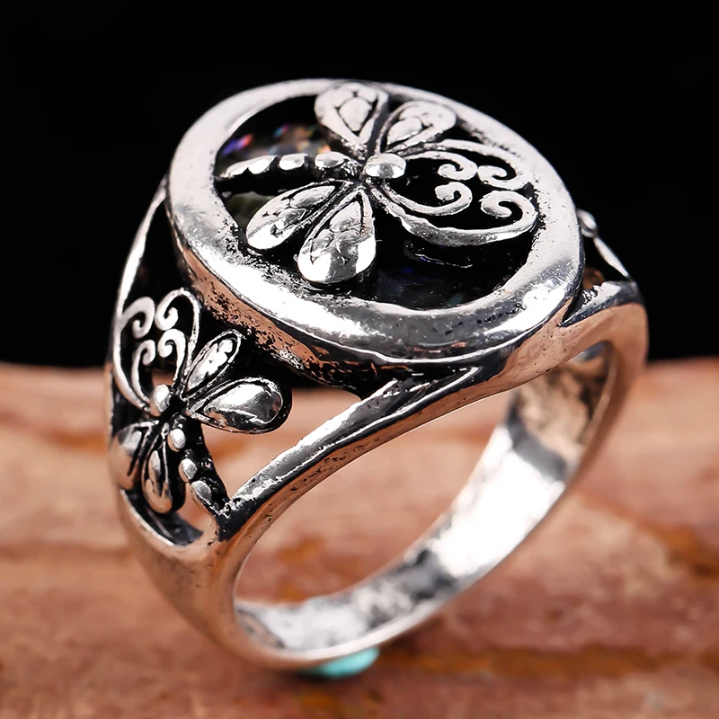 

Creative Dragonfly and Abalone Shell Rings Fashion Lady Engagement Ring Weddin Bands Jewelry for Women Party Gift 30M379