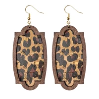 2022 chic trendy jewelry leopard leather cork red printing turkish tiles moroccan wood teardrop dangle drop earrings