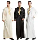 Мужские халаты, мусульманская одежда, круглый вырез, длинный рукав, вышивка, арабские, Дубай, индийский, средний, Восточный, исламский человек, мусульманская одежда, зима