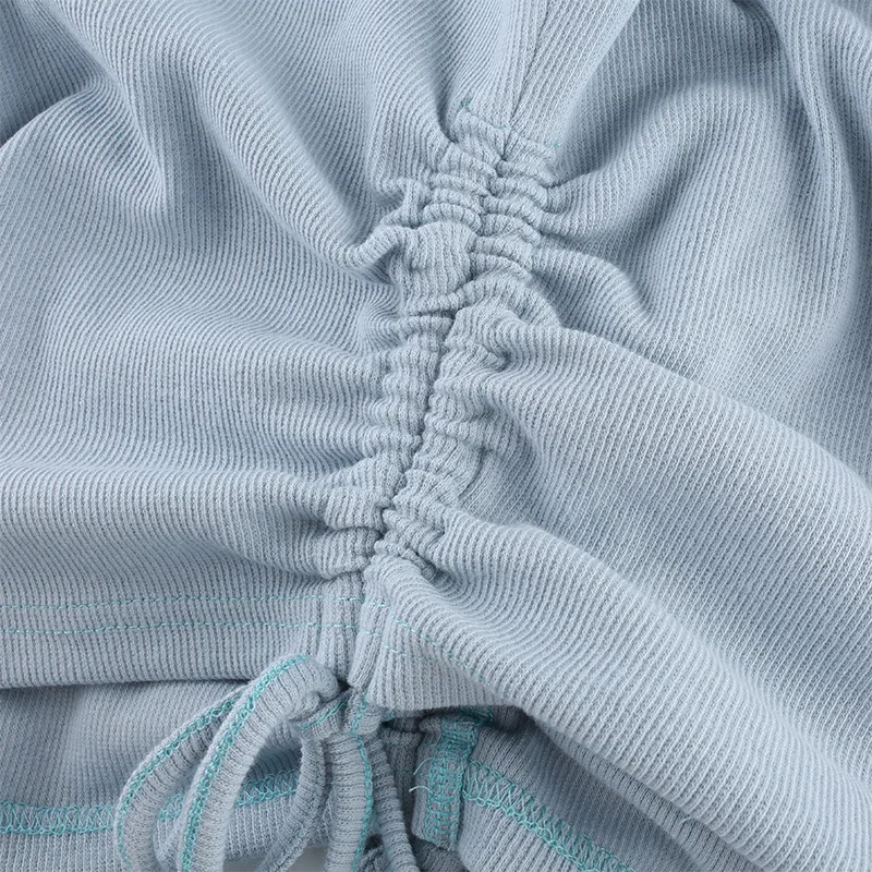 

Ruched Drawstring Crop Tank Top Women Summer Clothes 2021 Sexy Clubwear Outfits Ladies Fashion Gothic Style Soft Knitted Cotton
