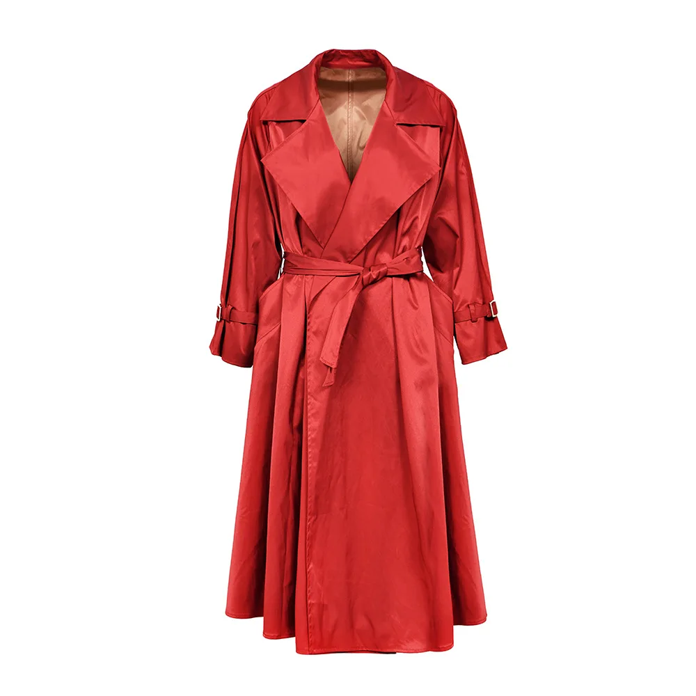 Red Long Trench Coat 2020 Spring Camel Windbreaker ins Vintage High Quality Clothes kaban Women sobretudo feminino Loose Coats | Женская