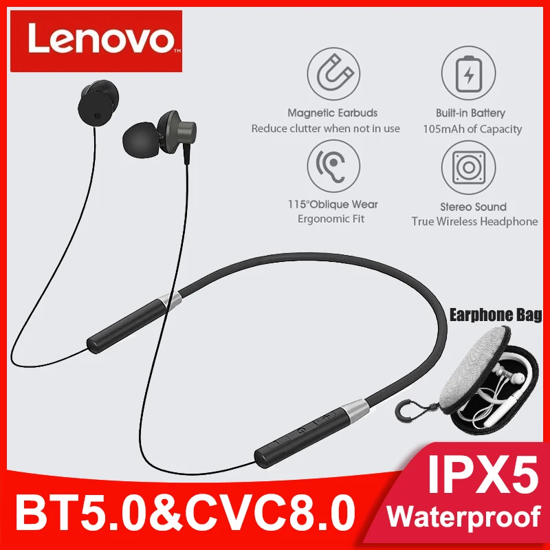Беспроводные наушники Lenovo HE05 с магнитным шейным ободом Bluetooth 5 0 IPX5