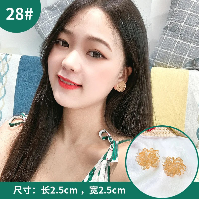 

DREJEW Korean Yellow Color Flower Geometric Heart Statement Dangle Earrings Christmas Fashion 925 Alloy Drop Earrings for Women