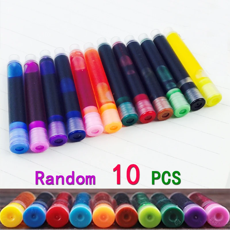 Random Mix 10pcs 10 цветов, набор чернильных картриджей, одноразовые заправки чернил для авторучки, цветные канцелярские принадлежности для офиса и школы, милые канцелярские принадлежности - Цвет: Random Mix 10pcs