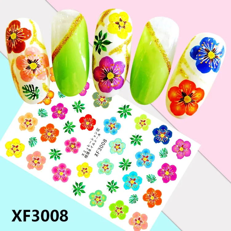 XF3008 Цветочные узоры! Лак для ногтей задний клей деколь декорации дизайн ногтей стикер для ногтей Советы красоты - Цвет: XF3008