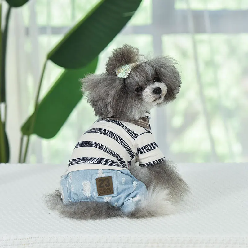 Pink Blue Green Colors Four Legs Warm Cotton Padded Dog Clothes for Autumn and Winter Puppy Pet Striped Thicken Jumpsuit | Дом и сад
