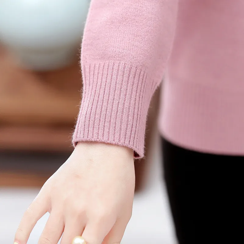 Вязаный свитер-водолазка для женщин среднего возраста теплые пуловеры полный