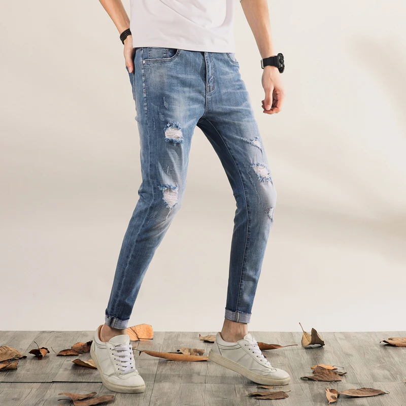 Pants Autumn Sweatpants Streetwear Jeans Male Trousers MOOWNUC Classic Skinny Denim For Men Slim Designer Casual Straight | Мужская