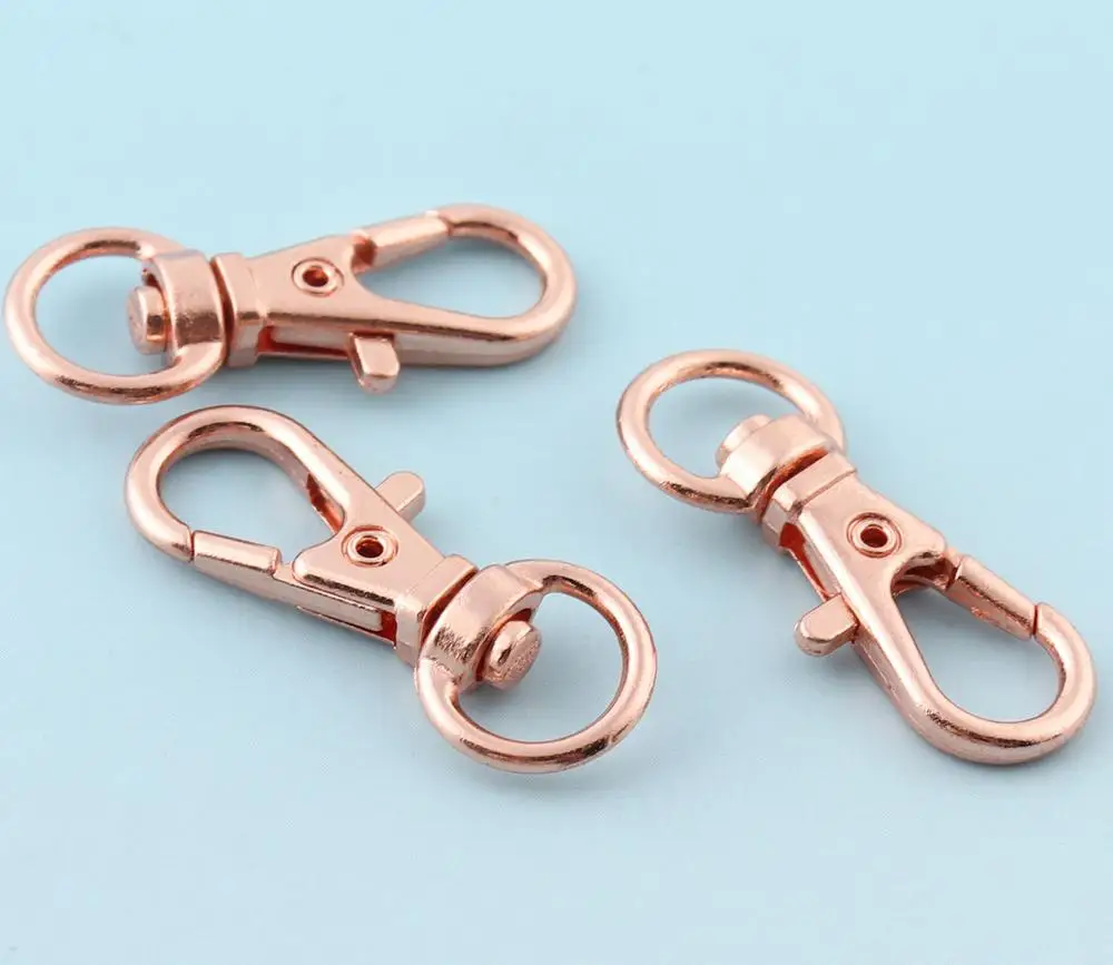 Зажимы для шнура металлические поворотные застежки-карабины под розовое золото