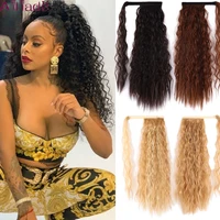 ailiade curly ponytail natural wrap on clip hair extensions for women false hair horse tail heat resistant synthetic hair piece