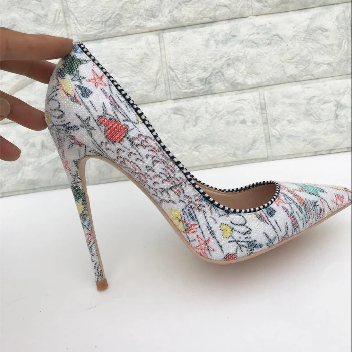 

Keshangjia элегантные туфли на высоком каблуке 12 см, женские вечерние туфли, белые брендовые модные новые изысканные резиновые туфли на высоком ...